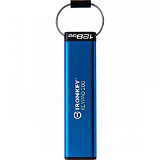 USB флеш накопичувач Kingston 128GB IronKey Keypad 200 AES-256 Encrypted Blue USB 3.2 (IKKP200/128GB) (1846804)