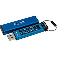 USB флеш накопичувач Kingston 128GB IronKey Keypad 200 AES-256 Encrypted Blue USB 3.2 (IKKP200/128GB