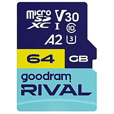 Карта пам`яті MicroSDXC 64GB UHS-I/U3 Class 10 Goodram + SD-adapter R170/W120MB/s + SD-adapter (GGSM2AA-0640R12)