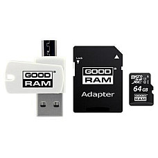 Карта пам`ятi MicroSDXC 64GB UHS-I Class 10 Goodram + SD-adapter + OTG Card reader (M1A4-0640R12)