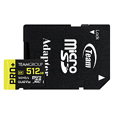 Карта пам'яті TEAM PRO+ MICRO SDXC 256GB UHS-I U3 A2 V30 (DDR200) RETAIL W/1Adapter (TPPMSDX256GIA2V3003)