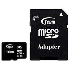 Карта пам`ятi MicroSDHC 16GB UHS-I Class 10 Team Black + SD-adapter (TUSDH16GCL10U03)