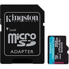 Карта пам`яті MicroSDXC   256GB UHS-I/U3 Class 10 Kingston Canvas Go! Plus R200/W160MB/s + SD-адаптер (SDCG4/256GB)