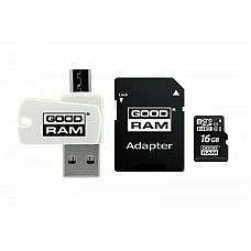 Карта пам`ятi MicroSDHC 16GB UHS-I Class 10 Goodram + SD-adapter + OTG Card reader (M1A4-0160R12)
