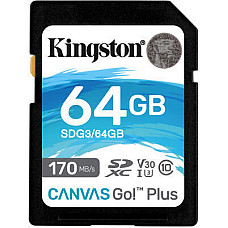 Карта пам`ятi SDXC 64GB UHS-I/U3 Class 10 Kingston Canvas Go! Plus R170/W70MB/s (SDG3/64GB)