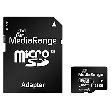 Карта пам`ятi MicroSDHC 128GB UHS-I Class 10 MediaRange R80/W10MB/s + SD-adapter (MR945)