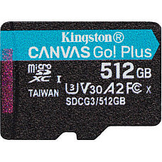 Карта пам`яті MicroSDXC  512GB UHS-I/U3 Class 10 Kingston Canvas Go! Plus R200/W160MB/s (SDCG4/512GBSP)