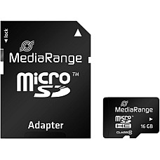 Карта пам`ятi MicroSDHC  16GB Class 10 MediaRange R45/W12MB/s + SD-adapter (MR958)