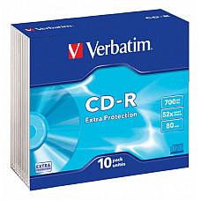 Диск CD Verbatim CD-R 700Mb 52x Slim case 10шт Extra (43415)