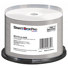 Диск BD SmartDisk PRO BD-R 25GB 6X White InkJet Printable WRAP(22-118 мм) 50шт (69835)