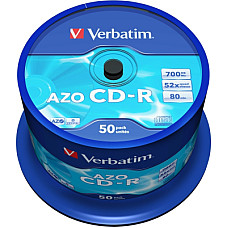 Диск CD Verbatim 700Mb 52x Cake box 50 Crystal AZO (43343)
