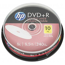 Диск DVD HP DVD+R 8.5GB 8X DL IJ PRINT 10шт Spindle (69306/DRE00060WIP-3)