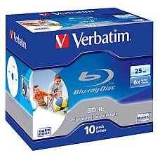 Диск BD Verbatim 25Gb 6x Jewel 10шт Printable (43713)