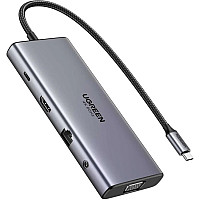 Порт-реплікатор Ugreen Dock CM639 USB3.2 Type-C->1xUSB-A3.2/1xUSB-A3.1/2xUSB-C3.2/RJ45/HDMI/VGA/RJ45