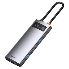 USB-Hub Baseus Metal Gleam Series 6-in-1 Multifunctional （Type-C to HDMI*1+USB3.0*3+PD*1+RJ45*1) (1500927)