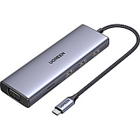 Концентратор Ugreen USB3.1 Type-C to HDMI60Hz/VGA/USB 3.0х3/RJ45/SD/TF/PD 100W 9-in-1 CM498 (15600)