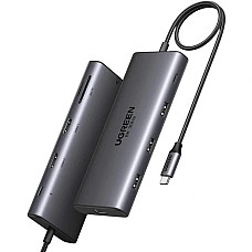 Док-станція USB3.2 Type-C --> HDMIx2,8K30Hz/4K60Hz/3xUSB-A/2xUSB-C 3.2/ RJ45/SD/TF/PD 100W CM639 (15534)