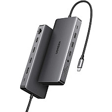 Док-станція USB3.2 Type-C --> HDMIx2,4K60Hz/4xUSB-A/2xUSB-C3.2/DP4K60Hz/RJ45/SD/TF/AUX PD 100W CM681 (15978)