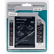 Фрейм-перехідник Grand-X HDD 2.5'' to notebook 9.5 mm ODD SATA3 (HDC-26)