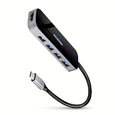 Концентратор AXAGON USB-C 6-in-1 to 4xUSB-A 5Gbps + 1xUSB-C PD100W + HDMI 4K30Hz 0.2m aluminum (HMC-