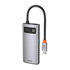 Адаптер Хаб Baseus Metal Gleam 4in1 USB-C (3xUSB-A+RJ45) Gray (WKWG070113) (1821037)