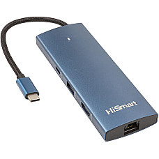 USB-хаб HiSmart HDMI + 2хUSB 3.0 + PD 100W + USB 2.0 + SD/TF 3.0 + LAN RJ45 (CA914357) (1705784)