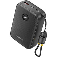 Батарея універсальна Vention 20000mAh 22,5W Fast Charging, with built-in USB-C cable, Black (FKBB0-C