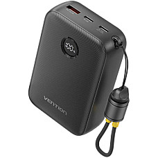 Батарея універсальна Vention 20000mAh 22,5W Fast Charging, with built-in USB-C cable, Black (FKBB0-C