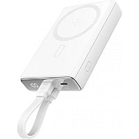 Батарея універсальна JOYROOM Magnetic Wireless 10000mAh 20W QC, USB-C In/Out White (JR-PBM01 / 6941237112545)