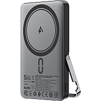 УМБ Acefast Magnetic Wireless 5000mAh 18W PD,QC3.0 USB-C In/Out,with holder, ультра тонкий M16 Black (6974316283997)