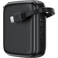 УМБ Acefast 10000mAh 20W PD,QC3.0 USB-C In/Out with build Type-C cable, M15 Black (6974316283973)