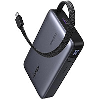 УМБ Ugreen 20000mAh PB550 67W USB-A, USB-C In/Out, with built-in USB-C cable Grey (55996B)