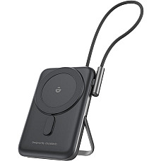 Батарея універсальна Choetech Magnetic Wireless 10000mAh 20W, PD, Qi-15W, USB-C In/Out, build-in cabel, Black (B735-CCBK)