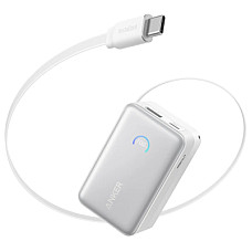 Батарея універсальна Anker 10000mAh Nano 45W, Built-In USB-C Cable, White (A1638H21)