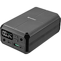 УМБ Sandberg 27000mAh Laptop DC12–24v 84W,100W PD, QC3.0, USB-A, 2xDC, 2xUSB-C, QI-10W, PowerThru (421-13)