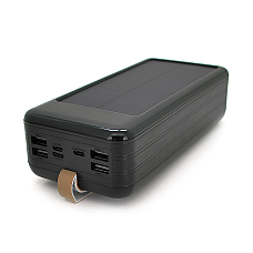 Power bank KKD-8W 80000 mAh Solar flashlight Input: 5V/2.1A(microUSB TypeC Lightning) Output: 5V /2.1A(4xUSB) plastic Black BOX (1782473)