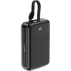 Батарея універсальна Acefast 20000mAh 22,5W PD, QC/3.0 USB-A+USB-C In/Out,build-in cable M14 Black (
