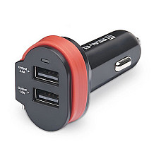 Автомобільний зарядний пристрій REAL-EL CA-35 (3USBx3.4A) Black/Orange + кабель microUSB