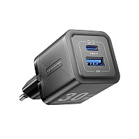 Зарядний пристрій Vention 1xUSB-C PD30W + 1xUSB QC3.0 30W GaN + cable USB-C to USB-C 1.0m black (TZ-