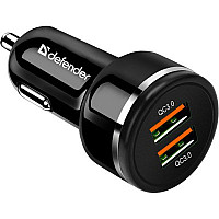 Зарядний пристрій Defender UCA-80 black, 2xUSB, QC3.0, 36W (83832)