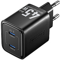 Зарядний пристрій Vention 2xUSB-C PD45W GaN black (FEFB0-EU)