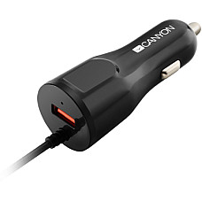 Автомобільний зарядний пристрій Canyon (1USB, 2.4A) Black (CNE-CCA033B) + кабель Lightning