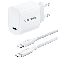 Зарядний пристрій Vention 1xUSB-C PD30W + cable USB-C to USB-C white (G18W0-EU)