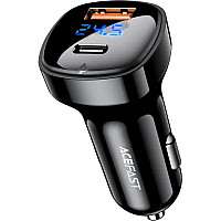 Зарядний пристрій Acefast 2xUSB 66W (USB-C + USB-A) B4 with digital display (6974316280392)