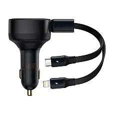 Автомобільний зарядний пристрій Baseus Enjoyment Retractable 2-in-1 Car Charger (CGTX000001)