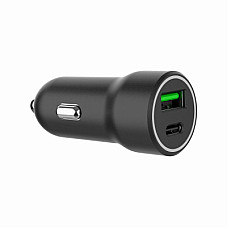 Зарядний пристрій Gembird 1xUSB-A (18W QC3.0) + 1xUSB-C (20W PD) black (TA-UC-A2PDQC20-CAR-01)