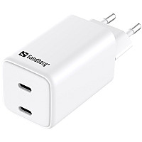 Сетевое зарядное устройство Sandberg 65W (2xUSB-C) White (441-56)