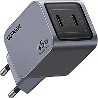 Зарядний пристрій Ugreen 2xUSB-C PD45W GaN X707 gray (35008)