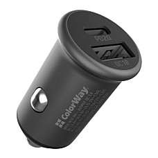 Автомобільний зарядний пристрій ColorWay (2USBx3A, 38W) Power Delivery Port+QC3.0 Gray (CW-CHA029PD-GR)