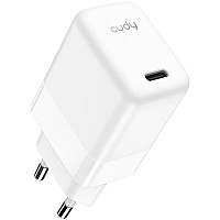 Зарядний пристрій 1xUSB 30W, (GaN, 1хUSB-C, QC+PD 3.0, вилка ЄС, для iPhone 12) , Cudy (CH30_EU)